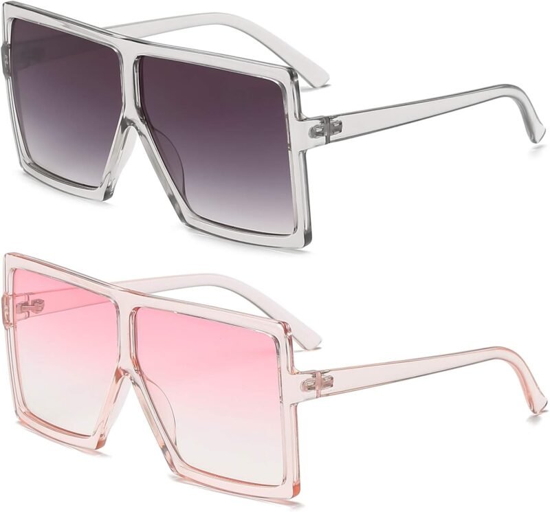 Carsbyvictor Sunglasses Square Square Oversized Sunglasses for Women Men Flat Top Fashion Shades