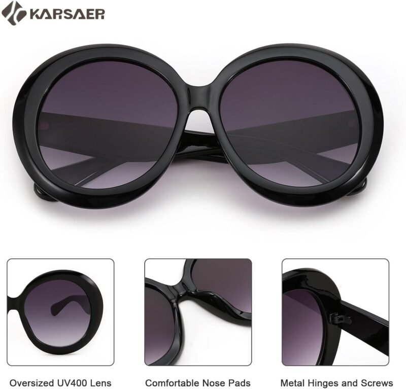 Carsbyvictor Sunglasses Round Retro Oversized Round Sunglasses Women & Men, 70s 80s Fashion Trendy Big Shades K7155