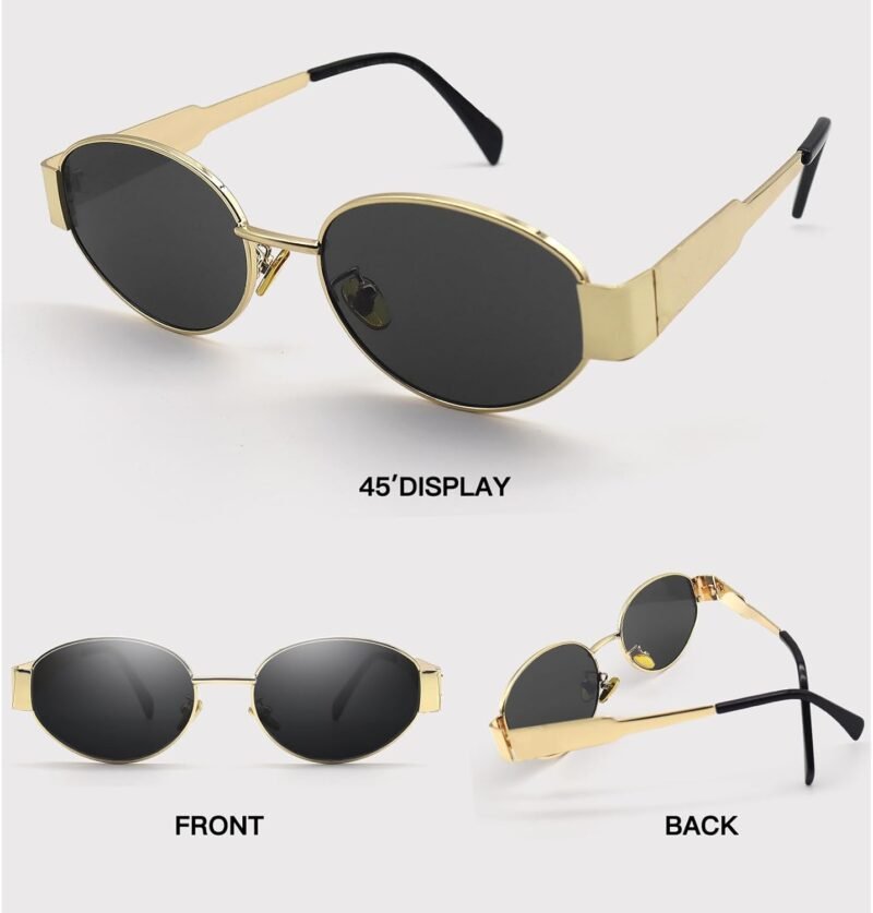 Carsbyvictor Sunglasses Oval Sunglasses for Women Trendy Designer Sun Glasses for Small Face  Oval  Metal Frame Womens Shades