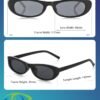 Carsbyvictor Sunglasses Oval Narrow Cat Eye Sunglasses for Women Men 90s Sun Glasses Womens Small Oval Sunglasses Black Shades