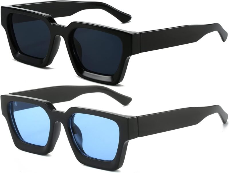 61uWOOnIh3L._AC_SL1500 Carsbyvictor Sunglasses Square Sunglasses for Women Men Square Thick Frame Sun Glasses Simple Designer Style Shades