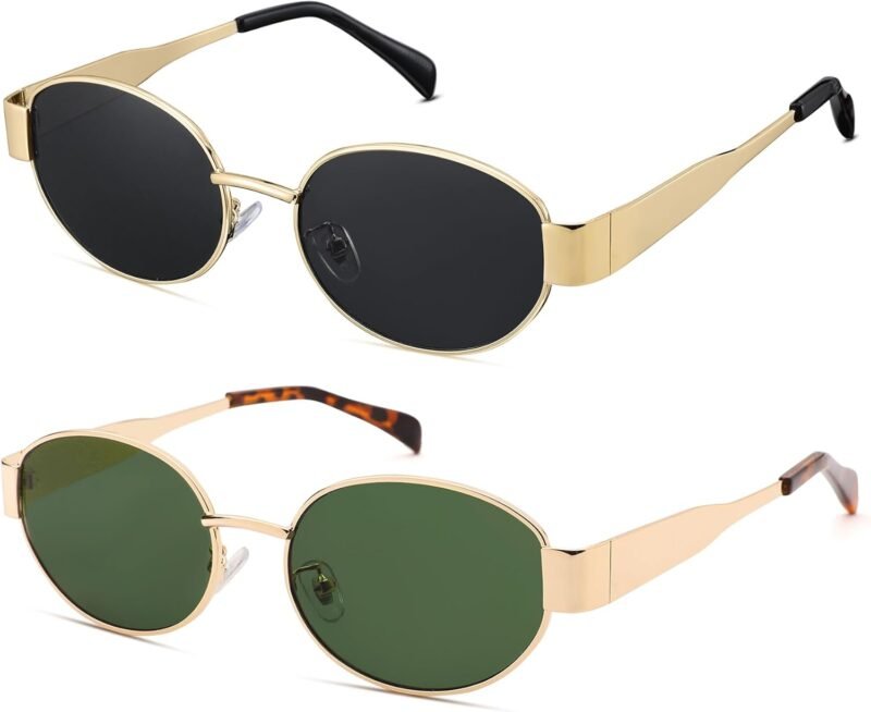 Carsbyvictor Sunglasses Oval Sunglasses for Women Men – Fashion Sun Glasses – Rectangle Metal Frame Shades