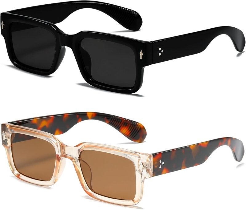 Carsbyvictor Sunglasses Square  Frame Sunglasses for Women Men Trendy Chunky Rectangle Sun Glasses Black Shades UV400 Protection