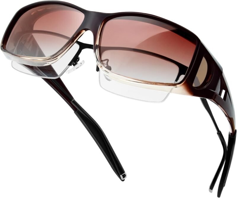 Carsbyvictor Sunglasses Wraparound Fit Over Glasses for Men Women, Polarized, UV400 Protection, Wrap Around Sunglasses