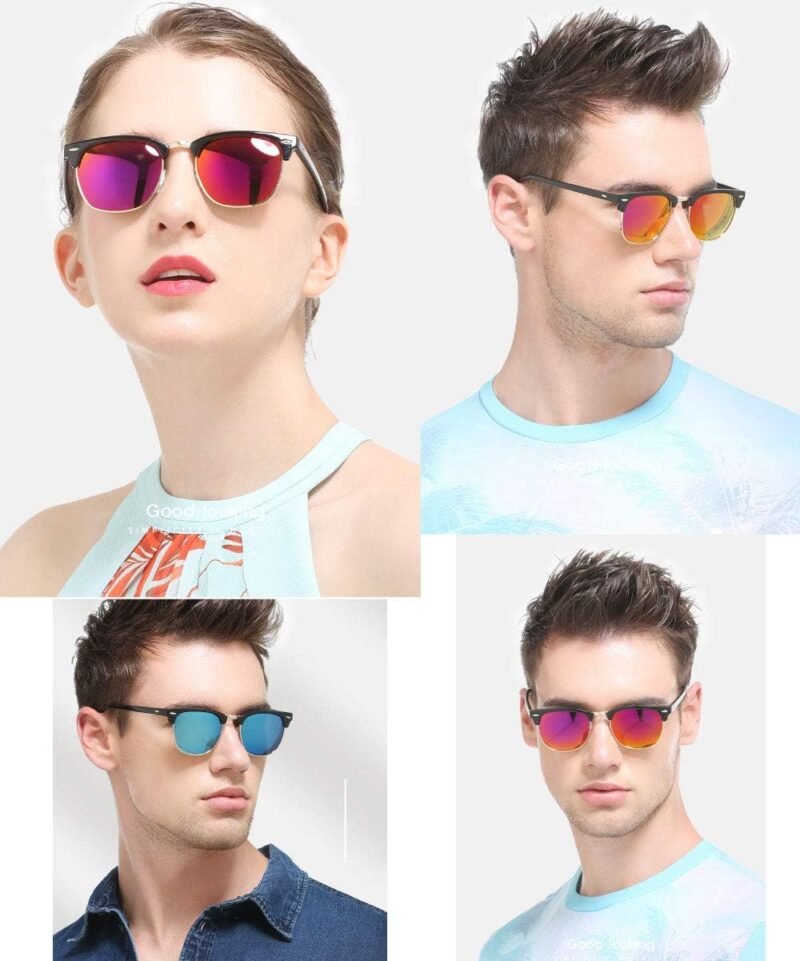 Carsbyvictor Sunglasses Browline Polarized Browline Sunglasses Classic Semi-Rimless Frame Retro Brand Sunglasses for Men and Women UV 400