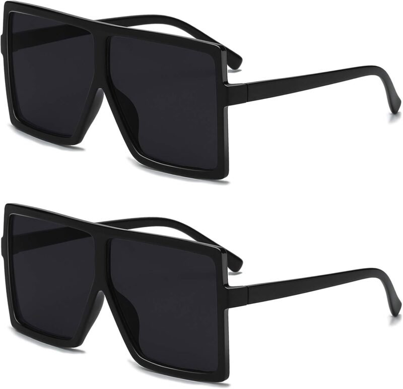 Carsbyvictor Sunglasses Square Square Oversized Sunglasses for Women Men Flat Top Fashion Shades