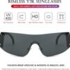 Carsbyvictor Sunglasses Wraparound Rimless Y2K Sunglasses Women Men Oversized Fashion Wrap Around Frameless Sun Glasses