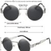 Carsbyvictor Sunglasses Round  Sunglasses Steampunk Metal Classic Frame Mirror Lens(C1:Black Lens+ Silver Frame)