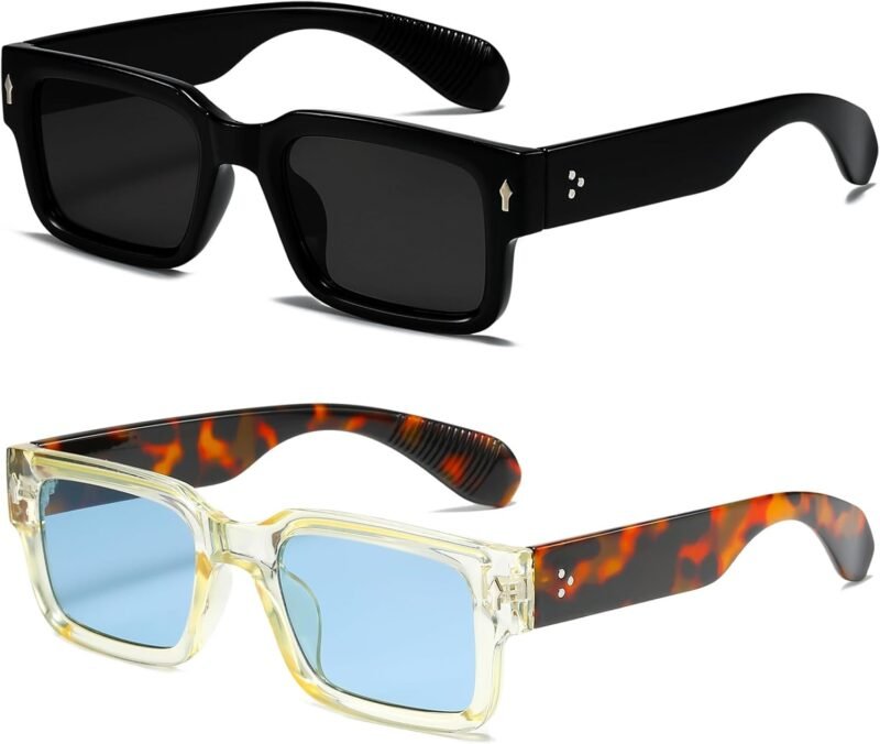 Carsbyvictor Sunglasses Square  Frame Sunglasses for Women Men Trendy Chunky Rectangle Sun Glasses Black Shades UV400 Protection