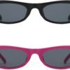 Carsbyvictor Sunglasses Oval Narrow Cat Eye Sunglasses for Women 90s  Oval  Womens Oval Sunglasses Fashion Small Black Shades
