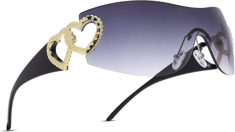 Carsbyvictor Sunglasses Wraparound Pro Wrap Around Rimless Sunglasses Women Men, Oversized Fashion Futuristic Sun Glasses Cool Shade 2000S Trendy