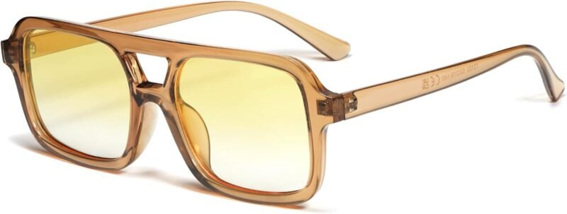 Carsbyvictor Sunglasses Square  Retro 70s Square Aviator Sunglasses for Women Men Vintage Trendy Rectangle Sun Glasses VL9816