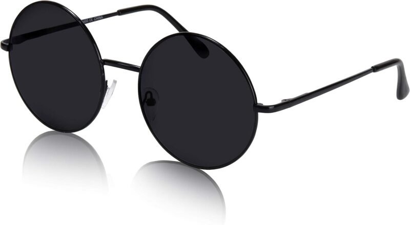 Carsbyvictor Sunglasses Round  Big Round Sunglasses Retro Circle Tinted Lens Glasses UV400 Protection