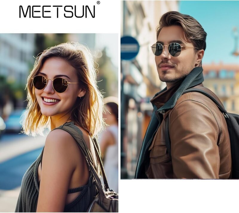 Carsbyvictor Sunglasses Round Polarized Sunglasses for Women Men Classic Retro Metal Frame Sun Glasses UV Protection