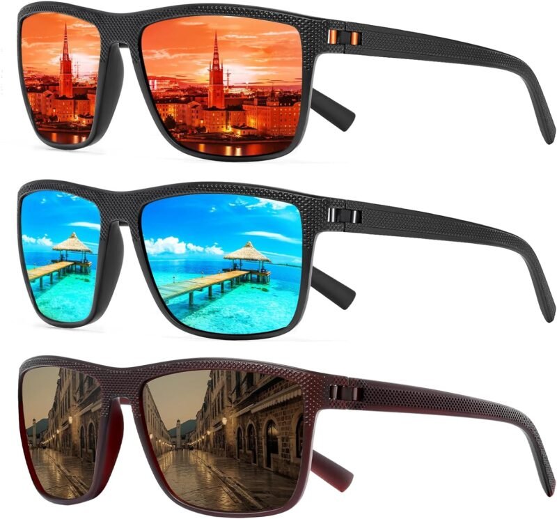 Carsbyvictor Sunglasses Square Polarized Sunglasses Wayfarerfor Men and Women Lightweight Frame Sun Glasses with UV Protection