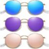 Carsbyvictor Sunglasses Round Polarized Sunglasses for Women Men Classic Retro Metal Frame Sun Glasses UV Protection