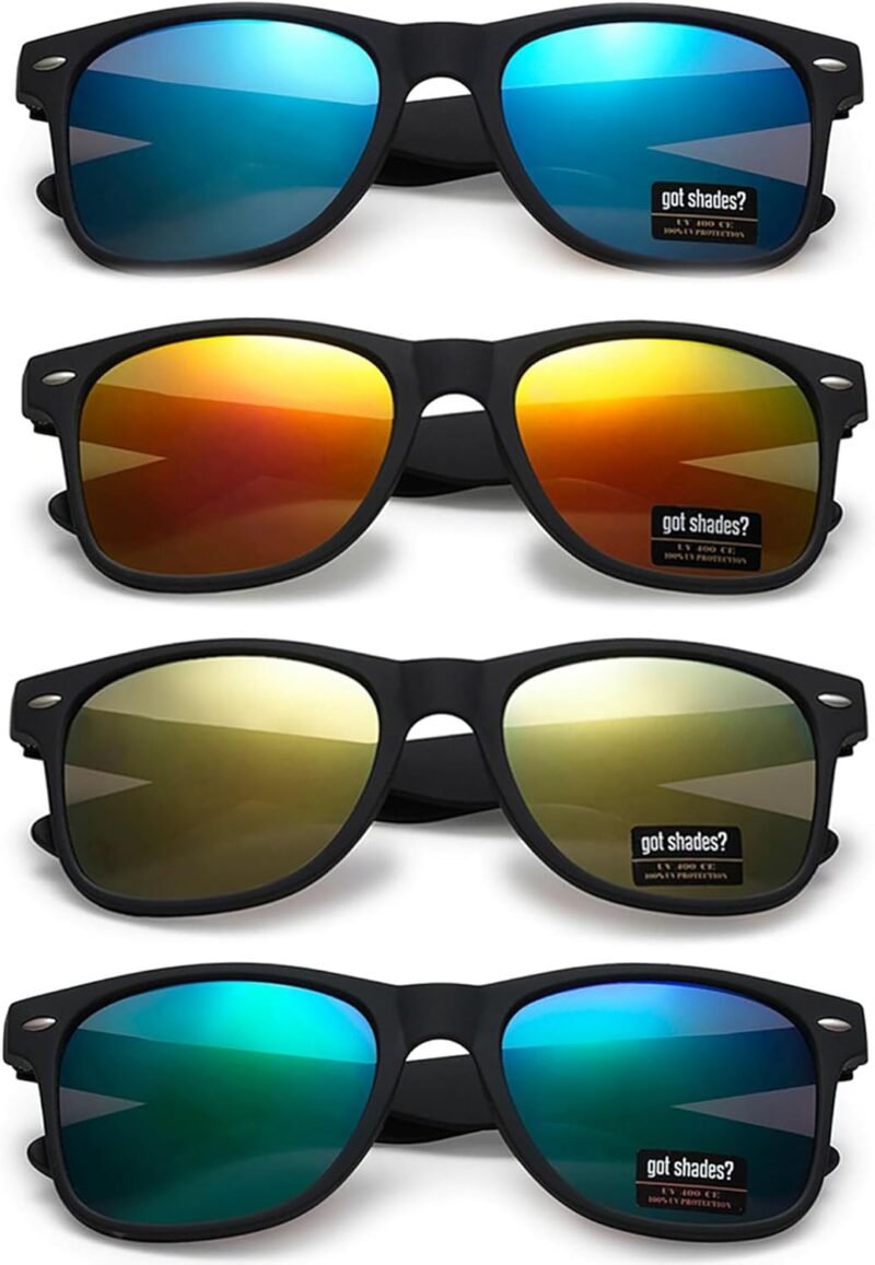 Carsbyvictor Sunglasses Wholesale Unisex 80’s Retro Classic Sunglasses Wayfarer- 100% UV Protection Bulk Sunglasses Wayfarerfor Adults & Teens – Pack of 4