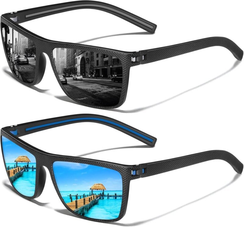 Carsbyvictor Sunglasses Square Polarized Sunglasses Wayfarerfor Men Vintage Style Driving Travel Sun Glasses Lightweight Frame UV Protection Goggles