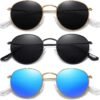 Carsbyvictor Sunglasses Round Polarized Sunglasses for Women Men Classic Retro Metal Frame Sun Glasses UV Protection