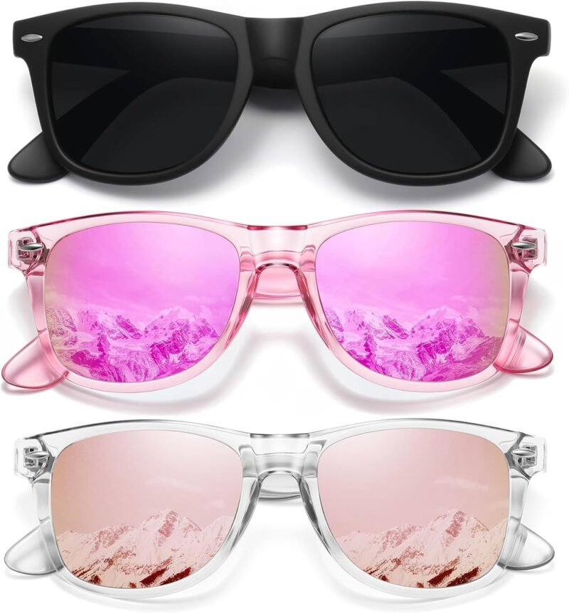 Carsbyvictor Sunglasses Polarized Sunglasses Wayfarerfor Women Men Classic Retro Trendy Driving Sun Glasses UV400 Protection (3 Pack)