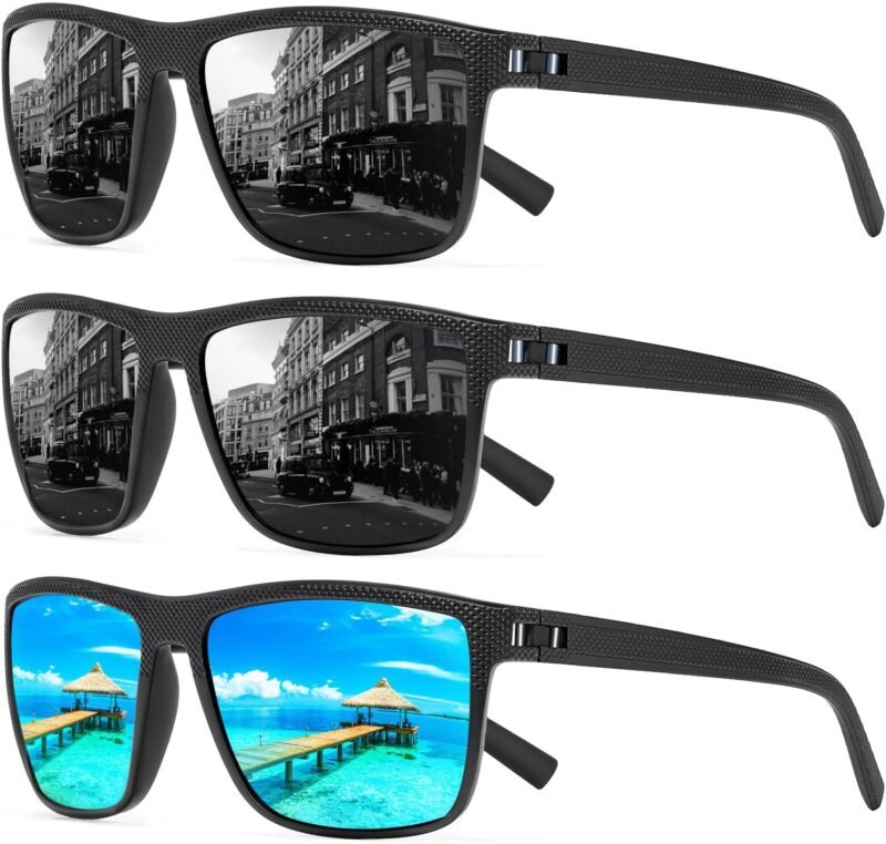 Carsbyvictor Sunglasses Square Polarized Sunglasses Wayfarerfor Men and Women Lightweight Frame Sun Glasses with UV Protection