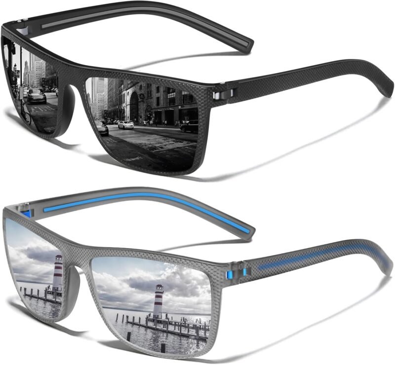 Carsbyvictor Sunglasses Square Polarized Sunglasses Wayfarerfor Men Vintage Style Driving Travel Sun Glasses Lightweight Frame UV Protection Goggles