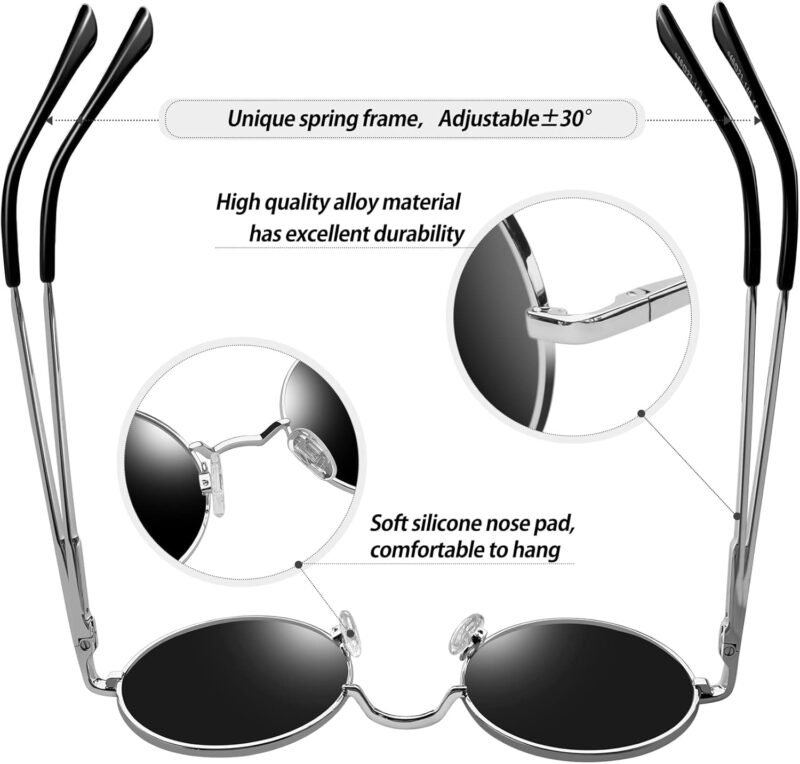 Carsbyvictor Sunglasses Round  Round Sunglasses for Women Men Polarized Circle Sun Glasses UV Blocking Gojo Satoru Cosplay (2 Pack)