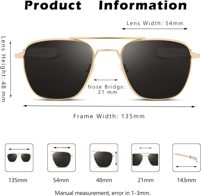 71IqqFeCzwL._AC_SL1500 Carsbyvictor SunglassesPro Sunglasses Men Polarized Sunglasses Military Style Metal Frame with Bayonet Temples