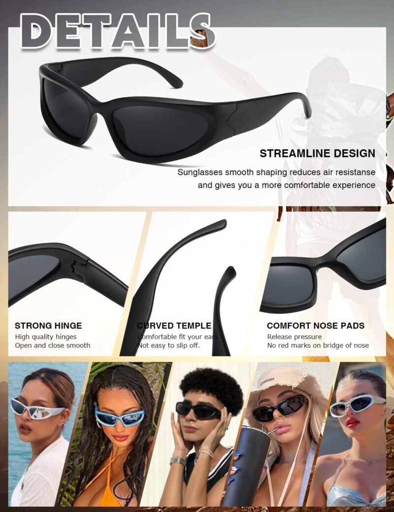 Carsbyvictor Sunglasses Wraparound Polarized Wrap Around Sunglasses trendy Vintage Sun Glasses for Men Women Drive futuristic Outdoor Sport Shades UV400