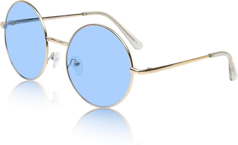 Carsbyvictor Sunglasses Round  Big Round Sunglasses Retro Circle Tinted Lens Glasses UV400 Protection