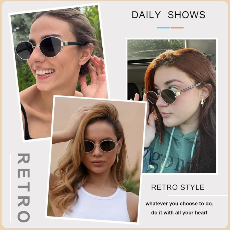 Carsbyvictor Sunglasses Oval Sunglasses Women/Men, Vintage 70s 80s 90s UV400 Protection Eyewear, 56 mm Lens Width