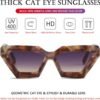Carsbyvictor Sunglasses Cat Eye Thick Frame Cat Eye Sunglasses for Women Fashion Cut Cat-Eye Sun Glasses UV400 Protection