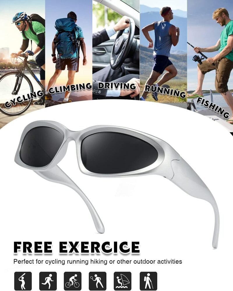 Carsbyvictor Sunglasses Wraparound Polarized Wrap Around Sunglasses trendy Vintage Sun Glasses for Men Women Drive futuristic Outdoor Sport Shades UV400