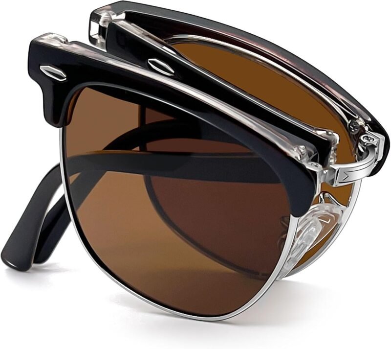 Carsbyvictor Sunglasses Round  Semi-Rimless Sunglasses Half Frame Sun Glasses Brownline Shades for Women Men UV400 Protection