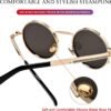 Carsbyvictor Sunglasses Round Steampunk Sunglasses Circle Lennon Glasses Gothic Metal Frame 100% UV Blocking Lens