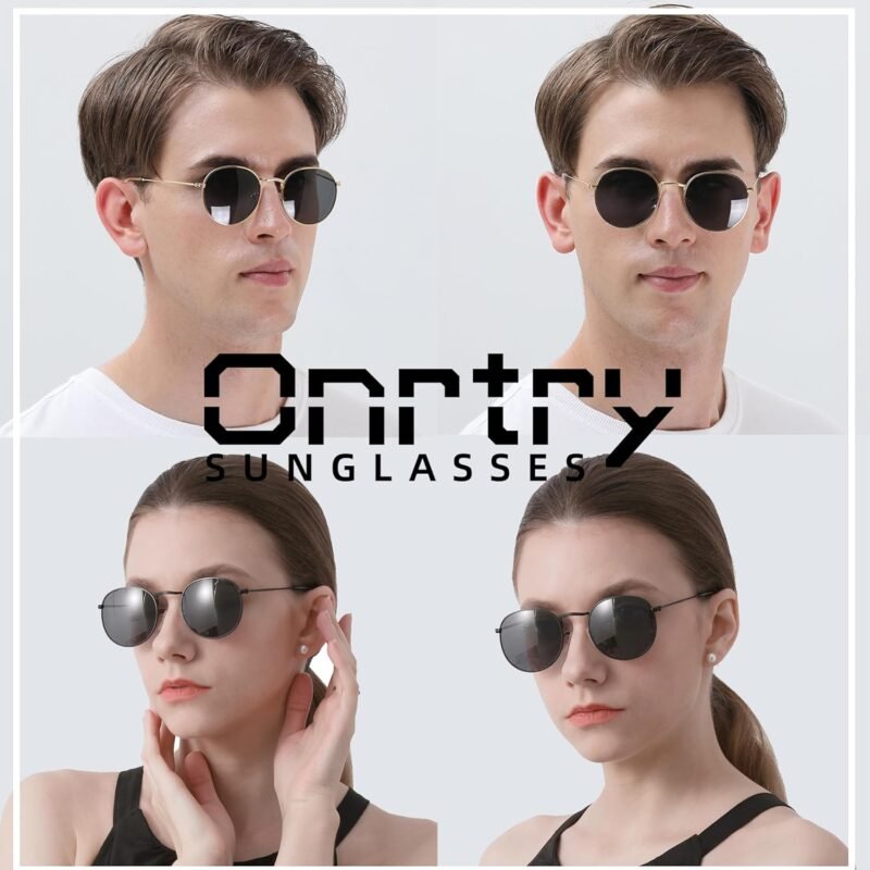 Carsbyvictor Sunglasses Round Small Round Polarized Sunglasses for Men Women Classic Circle Metal Frame Sun Glasses 2 Pack