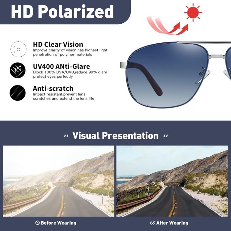 Carsbyvictor Sunglasses Polarized  Sunglasses for Men Classic Sunglasses, UV400 Protection Mirror Lens, Fashion Vintage