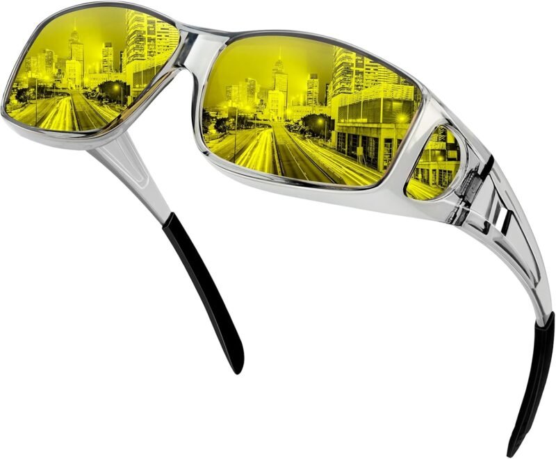 Carsbyvictor Sunglasses Wraparound Fit Over Glasses for Men Women, Polarized, UV400 Protection, Wrap Around Sunglasses