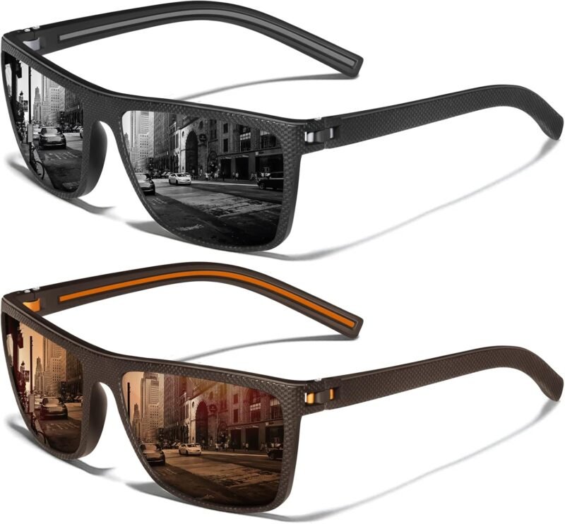 Carsbyvictor Sunglasses Square Polarized Sunglasses Wayfarerfor Men Vintage Style Driving Travel Sun Glasses Lightweight Frame UV Protection Goggles