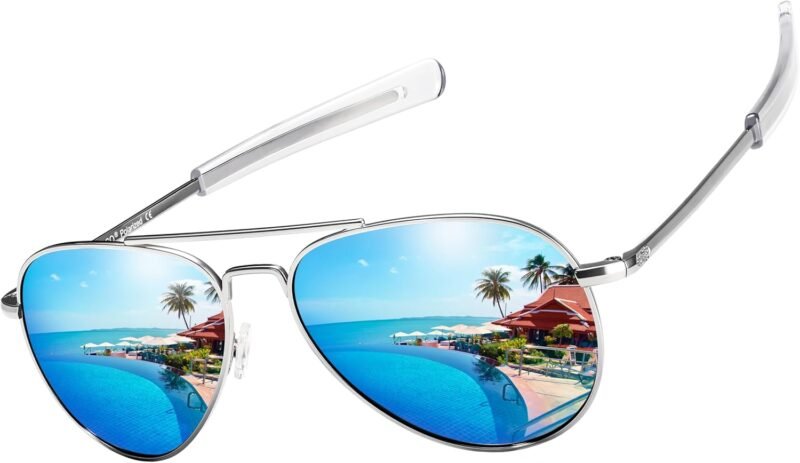 Carsbyvictor Sunglasses Sunglasses Lightweight TR90 Unbreakable Polarized Driving Metal Frame Pilot Sun Glasses with UV Protection