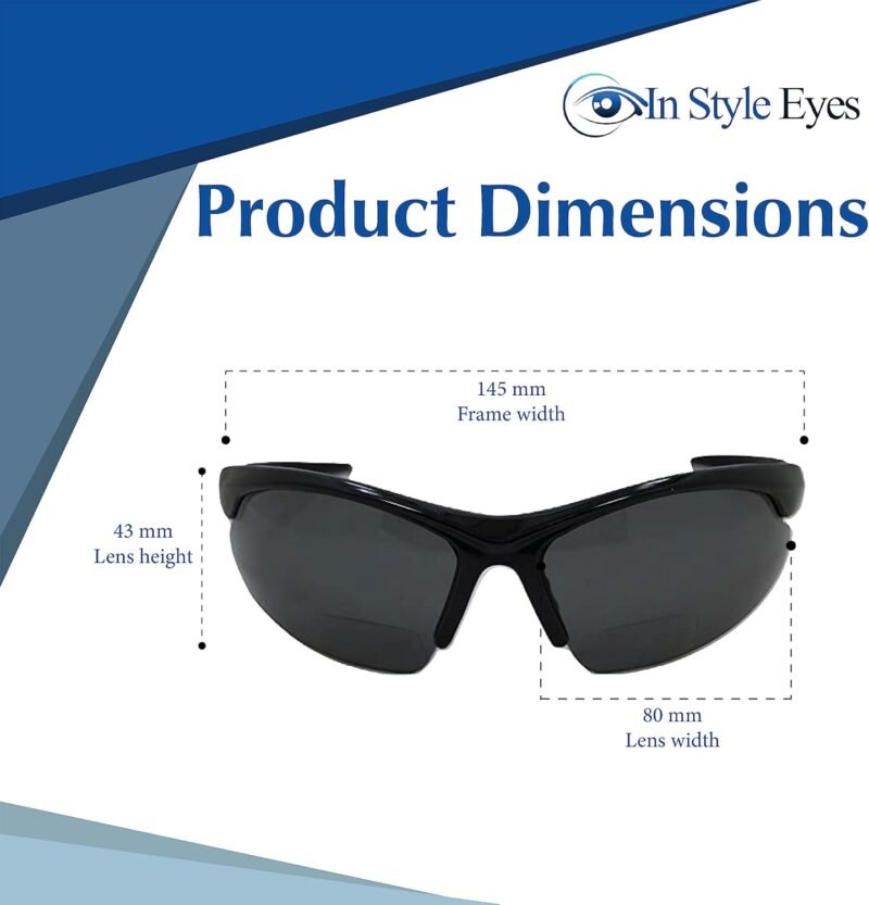 Carsbyvictor Sunglasses Browline Wrap Around Bifocal Reading Sunglasses – Semi-rimless, Browline Frame – Polarized Lens