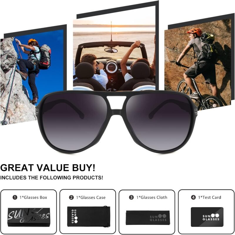 Carsbyvictor Sunglasses Polarized  Sunglasses for Men Women,Double Bridge Square Sport Sun Glasses Pilot Shades UV Protection