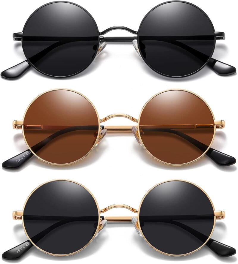 Carsbyvictor Sunglasses Round  Small Round Sunglasses Polarized for Men Women Retro Vintage Circle Hippie Sun Glasses UV400