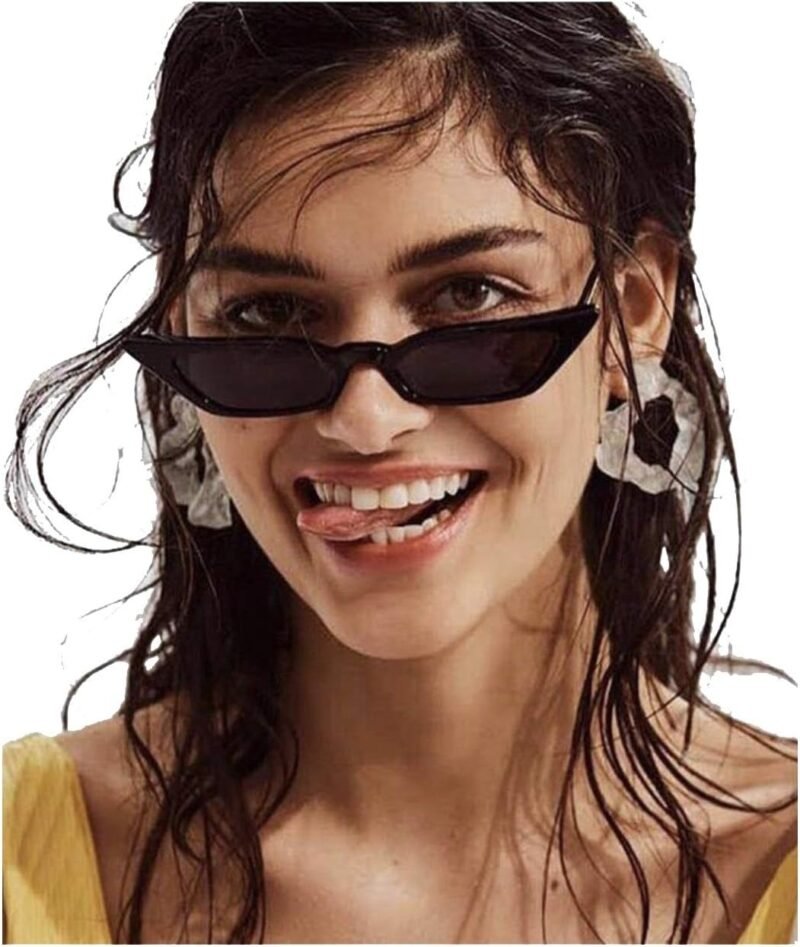 Carsbyvictor Sunglasses Cat Eye Small Cat Eye Sunglasses for Men and Women Skinny  Frame Y2K Shades Trendy Fun Fashion Glasses