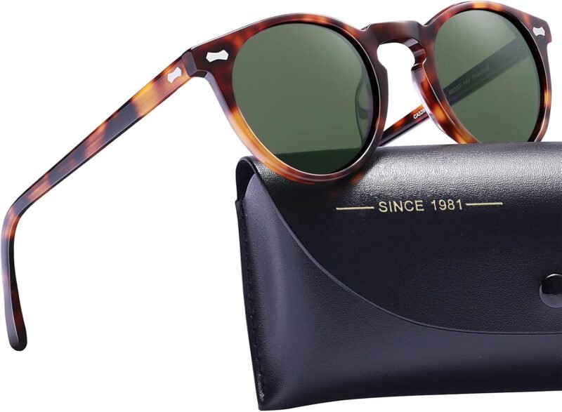 Carsbyvictor Sunglasses Round  Vintage Round Acetate Polarized Sunglasses for Women UV Protection CA5288