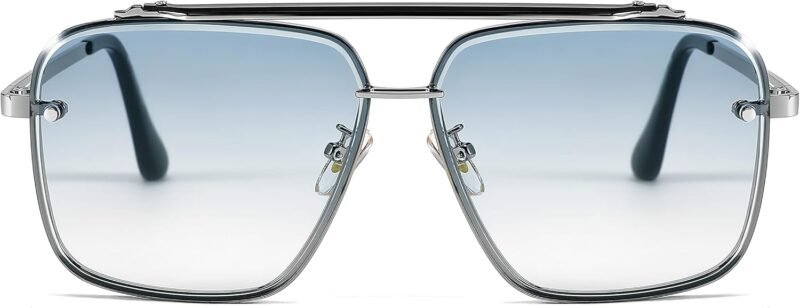 Carsbyvictor Sunglasses Sunglasses, Fashion Square Pilot Sunglasses, Vintage Metal Gradient Glasses for Men and Women, B4104