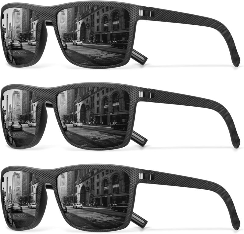 Carsbyvictor Sunglasses Square Polarized Sunglasses Wayfarerfor Men Vintage Style Driving Travel Sun Glasses Lightweight Frame UV Protection Goggles