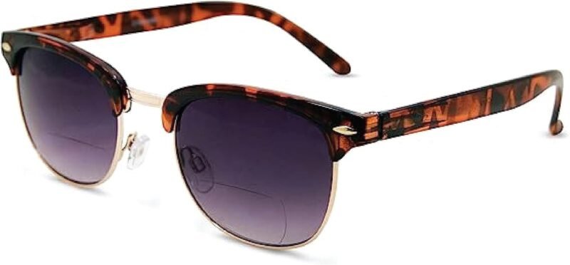 Carsbyvictor Sunglasses Browline  Reading Sunglasses – Semi-rimless Browline Frame Reader Glasses, Non-Polarized Aspheric Lens