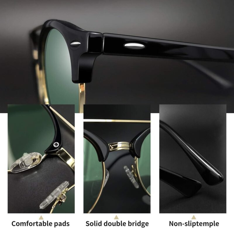 Carsbyvictor Sunglasses Round  Semi-Rimless Sunglasses Half Frame Sun Glasses Brownline Shades for Women Men UV400 Protection