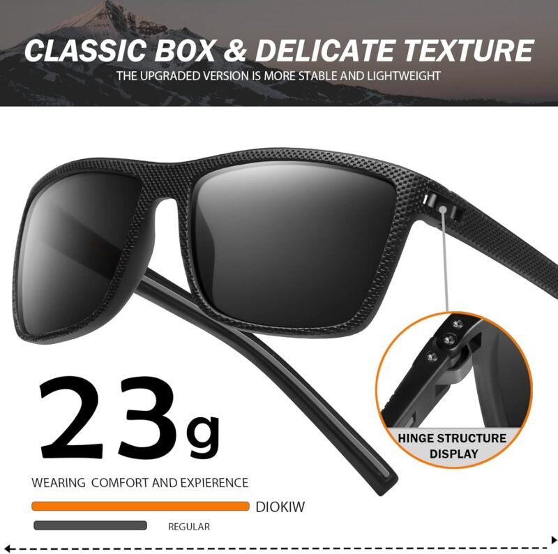 Carsbyvictor Sunglasses Square Polarized Sunglasses Wayfarerfor Men Vintage Style Driving Travel Sun Glasses Lightweight Frame UV Protection Goggles